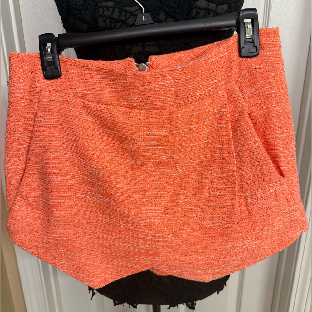 Bright Orange Textured Crossover Skort